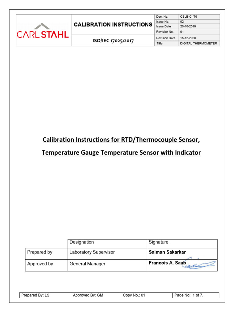 Digital Thermometer Calibration Guide | PDF | Calibration | Thermocouple