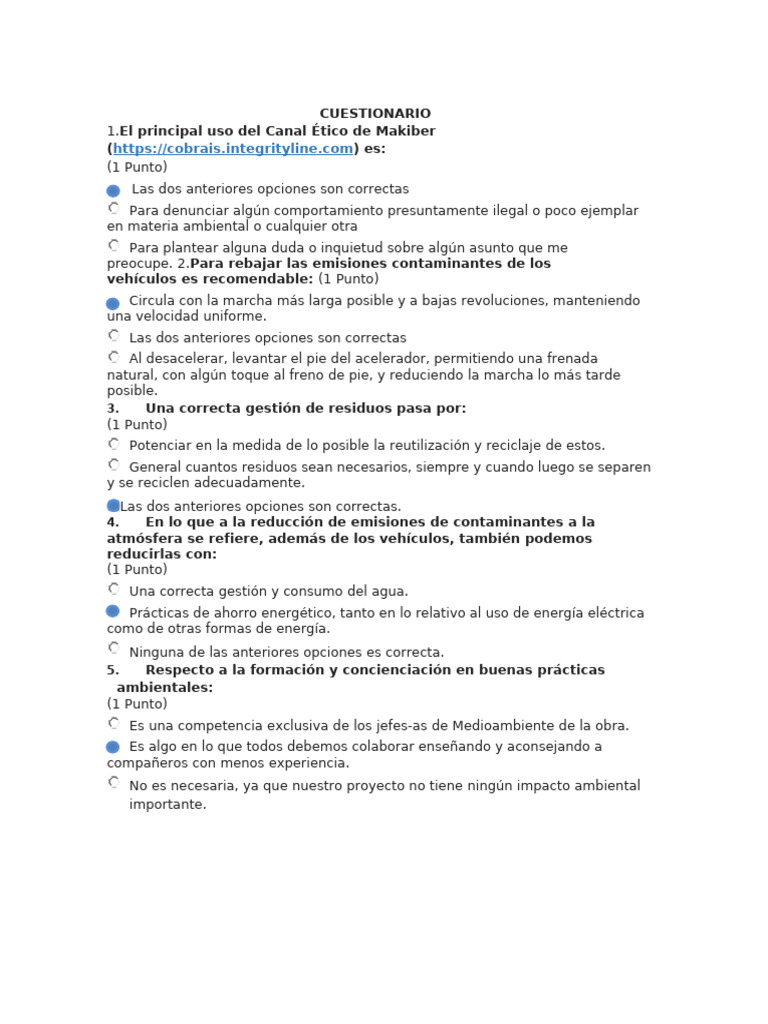 Cuestionario Formacion 08 2024 | PDF | Entorno natural | Contaminación