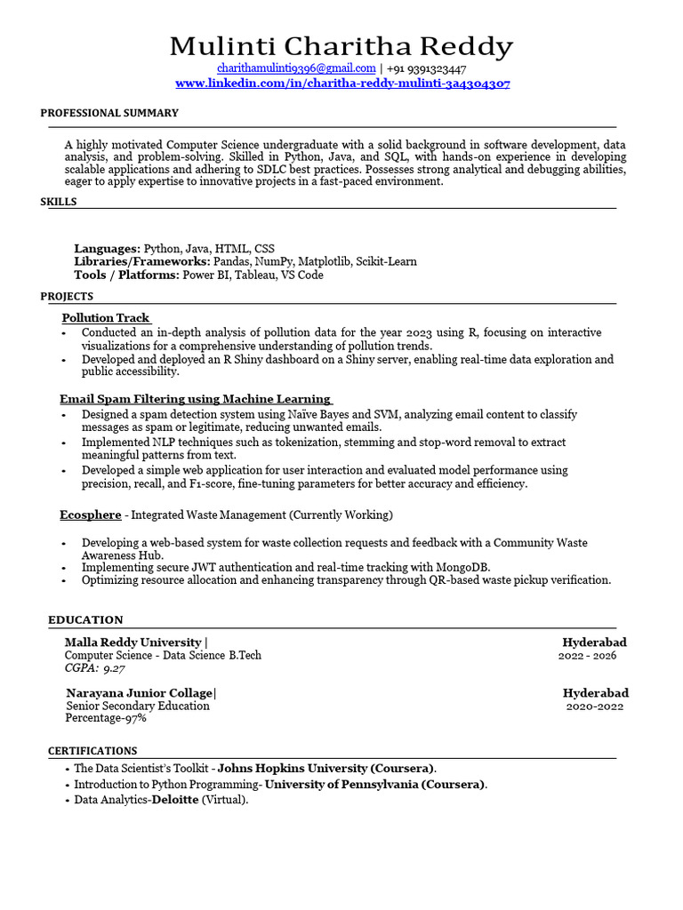 Computer Science Student Profile: Skills & Projects | PDF | Python ...