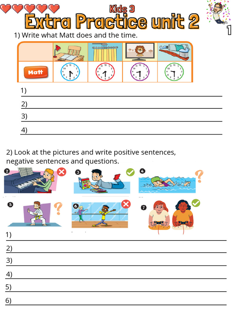 Extra Practice Kids 3 Unit 2 (1) | PDF