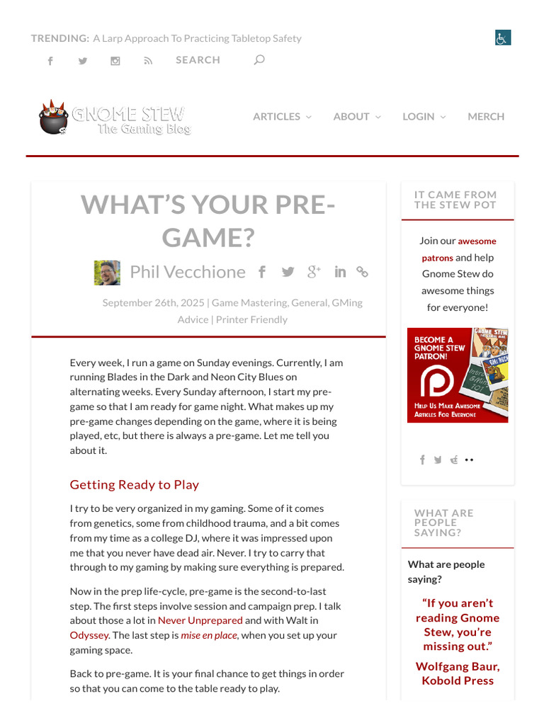 What’s Your Pre-Game_ _ Gnome Stew | PDF