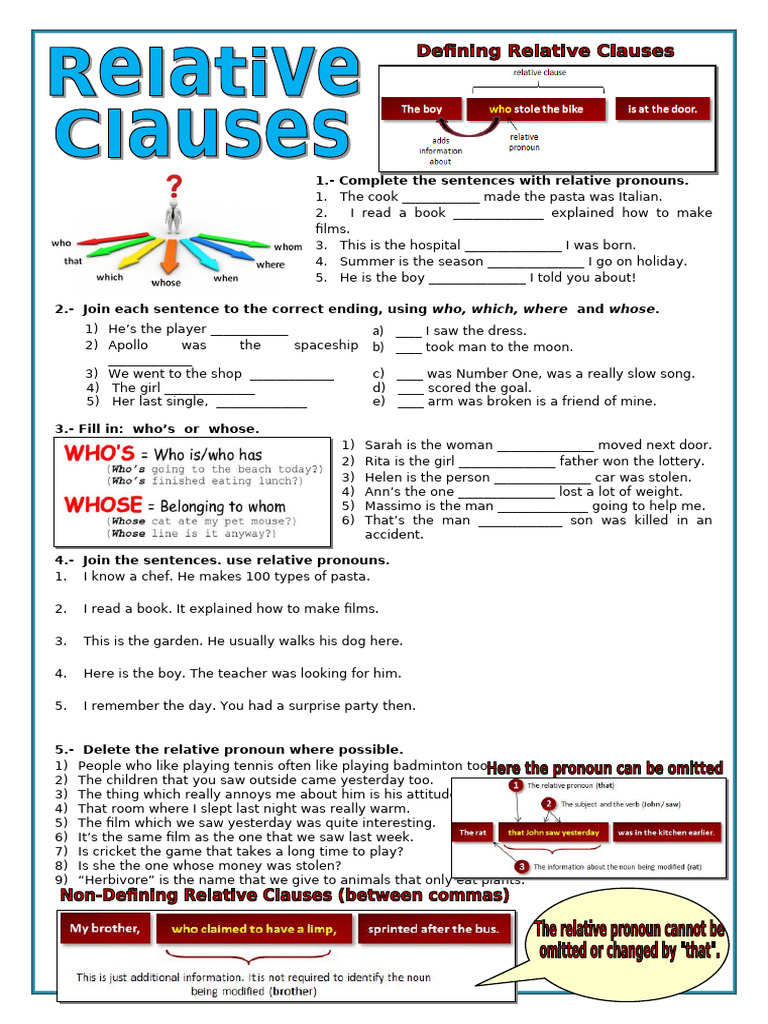 Mastering Relative Pronouns Exercises | PDF