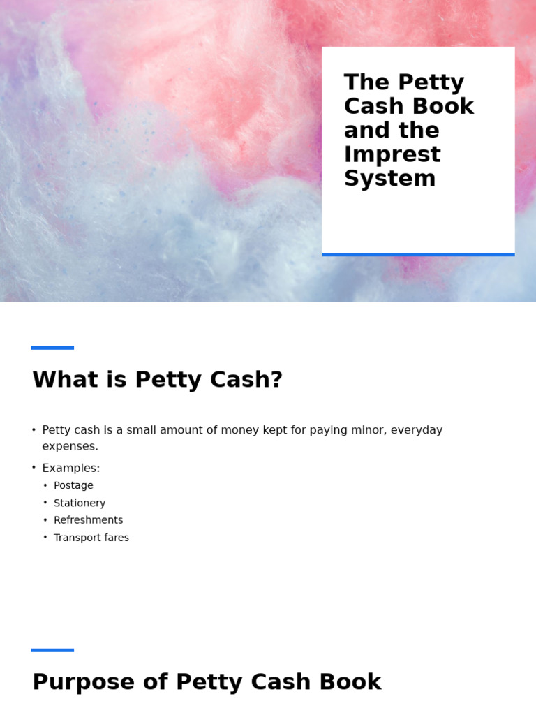 Petty Cash Book & Imprest System Guide | PDF