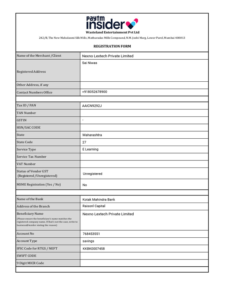 Merchant Registration Form Template | PDF | Payments | Government Finances
