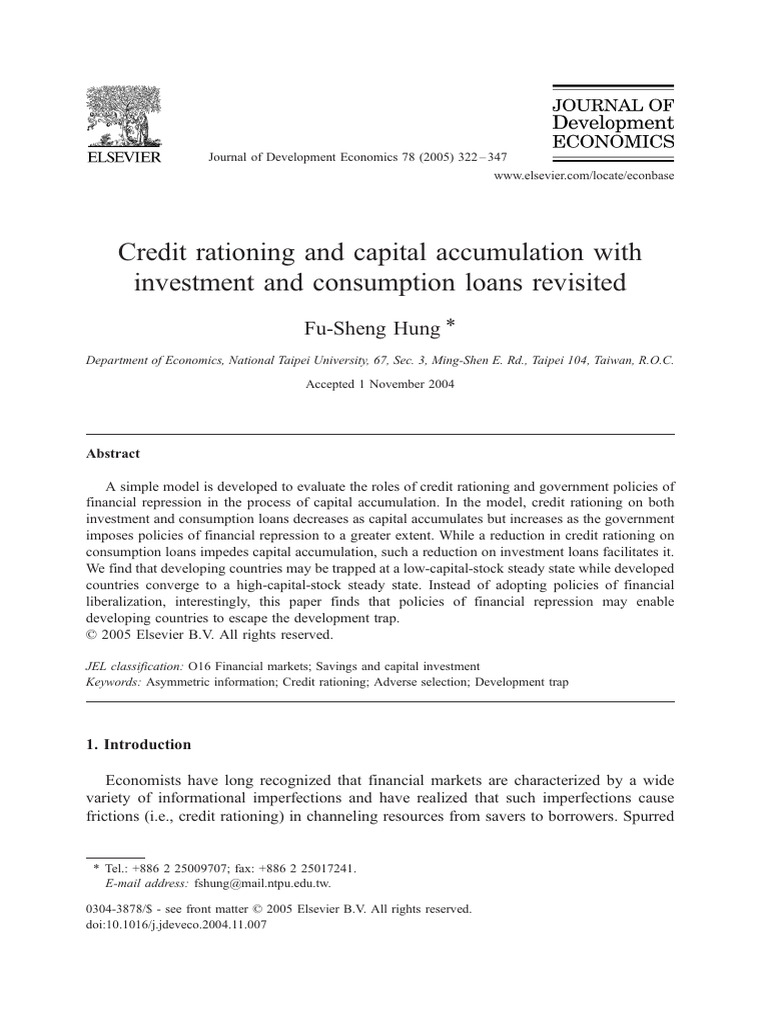 Credit Rationing and Capital Accumulatio | PDF | Capital (Economics ...