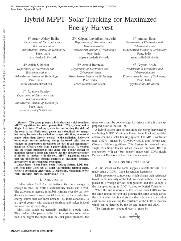 Hybrid MPPT and Solar Tracking System | PDF | Photovoltaics ...