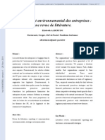 L'engagement Environnemental Des Entreprises - Une Revue de Littérature