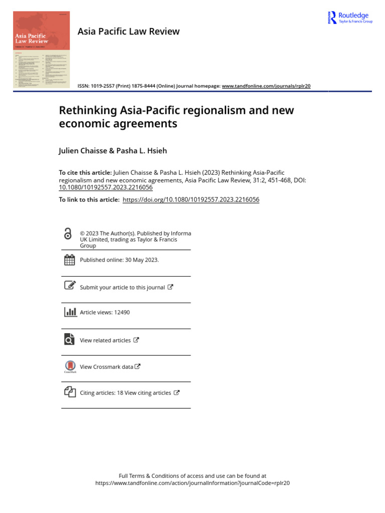 Rethinking Asia-Pacific Regionalism | PDF | Asia Pacific Economic ...