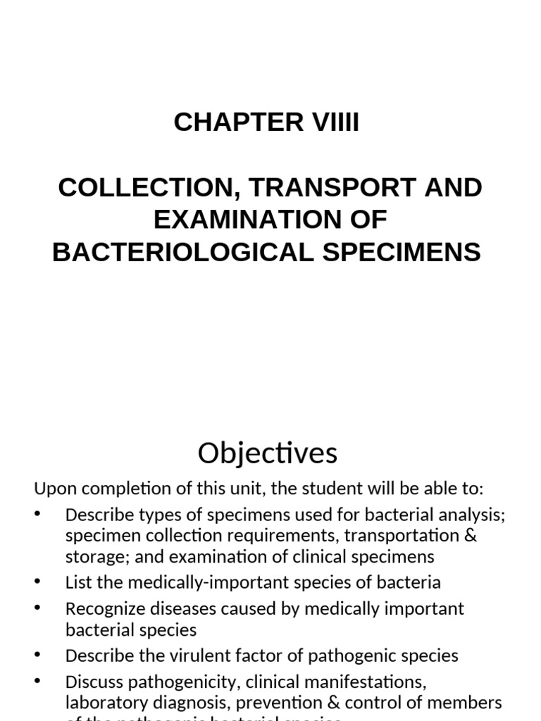 Bacteriological Specimen Collection Guide | PDF | Infection | Pneumonia