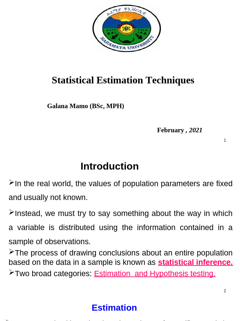 Statistical Estimation Techniques Explained | PDF | Confidence Interval ...
