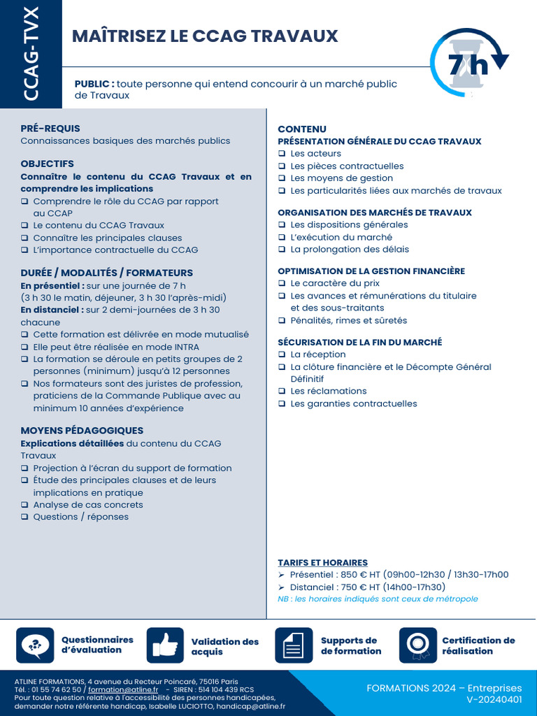 Formation CCAG Travaux : Maîtrisez les Clauses | PDF