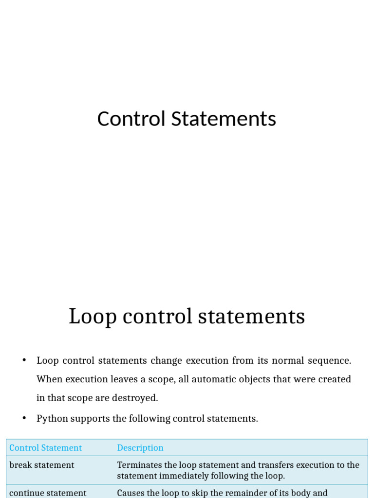 Python Loop Control Statements Explained | PDF