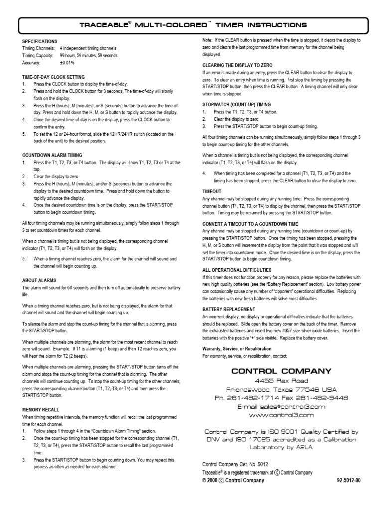 Multi-Colored Timer User Instructions | PDF