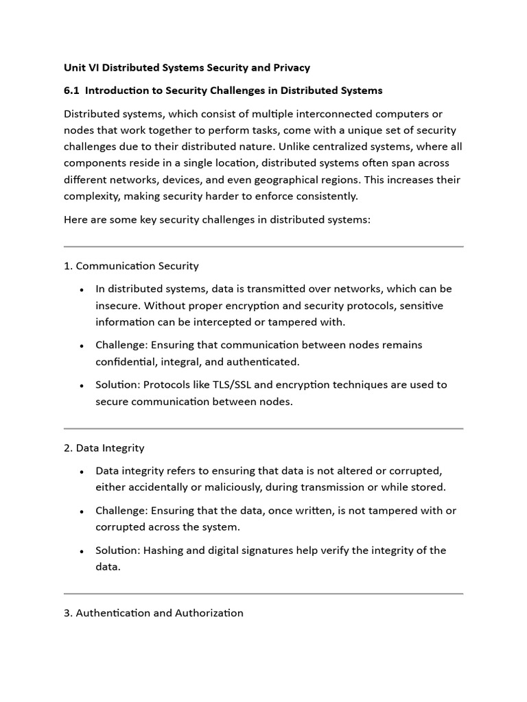 Security Challenges in Distributed Systems | PDF | Transport Layer ...