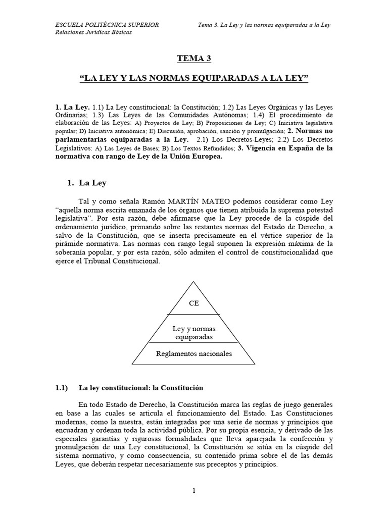 Ley y Normas en el Ordenamiento Jurídico | PDF | Constitución | Cortes ...