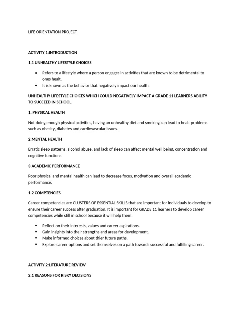 Lo Project Grade 11 | PDF | Adolescence | Anxiety