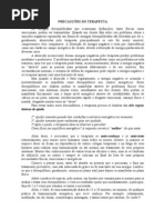 PRECAUÇÕES DO TERAPEUTA