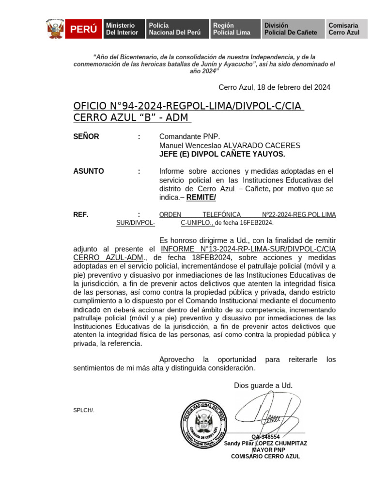Oficio Remite Informe | PDF | Perú | Gobierno