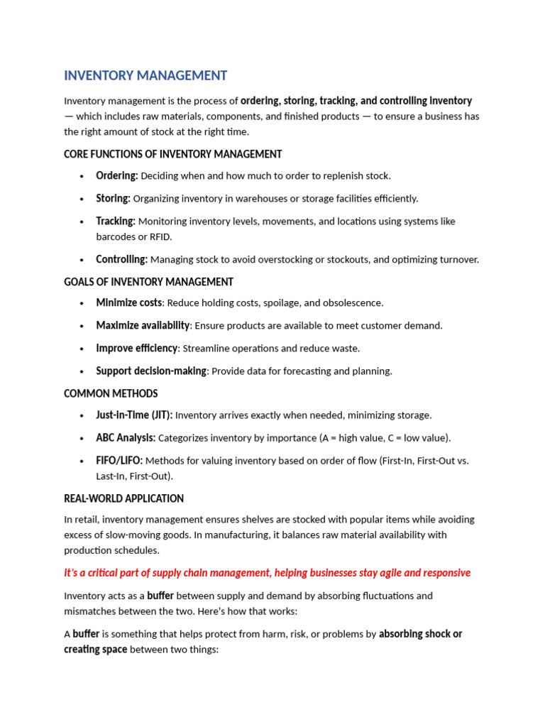 Inventory Management | PDF | Inventory | Production And Manufacturing