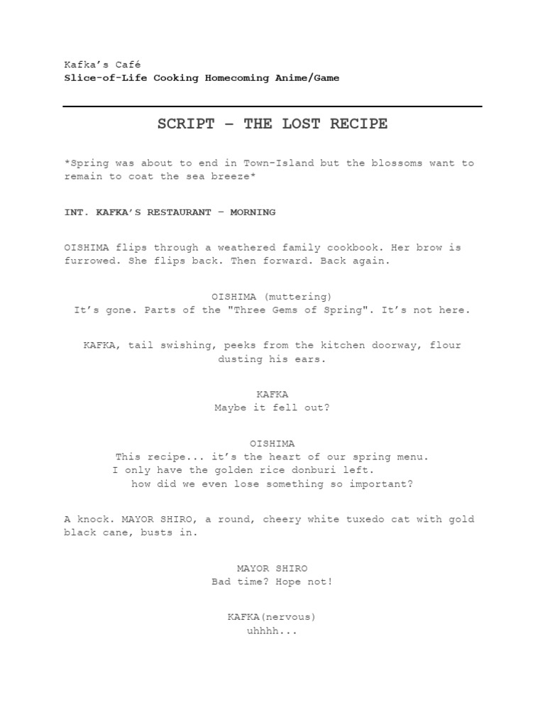 SCRIPT CH 03 The Lost Recipe | PDF