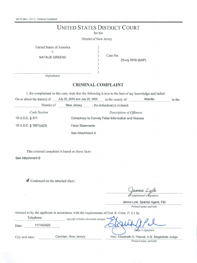 Denuncia/Complaint Greene | PDF | Title 18 Of The United States Code ...
