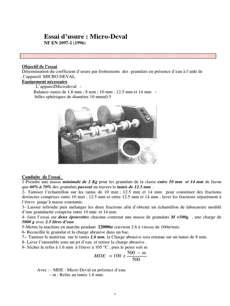 Essai Micro-Deval et Los Angeles des granulats | PDF | Béton | Masse