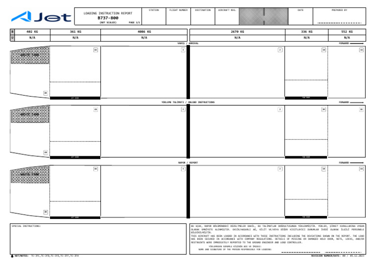 B737-800 Onload Instructions Report | PDF | Aircraft | Aviation