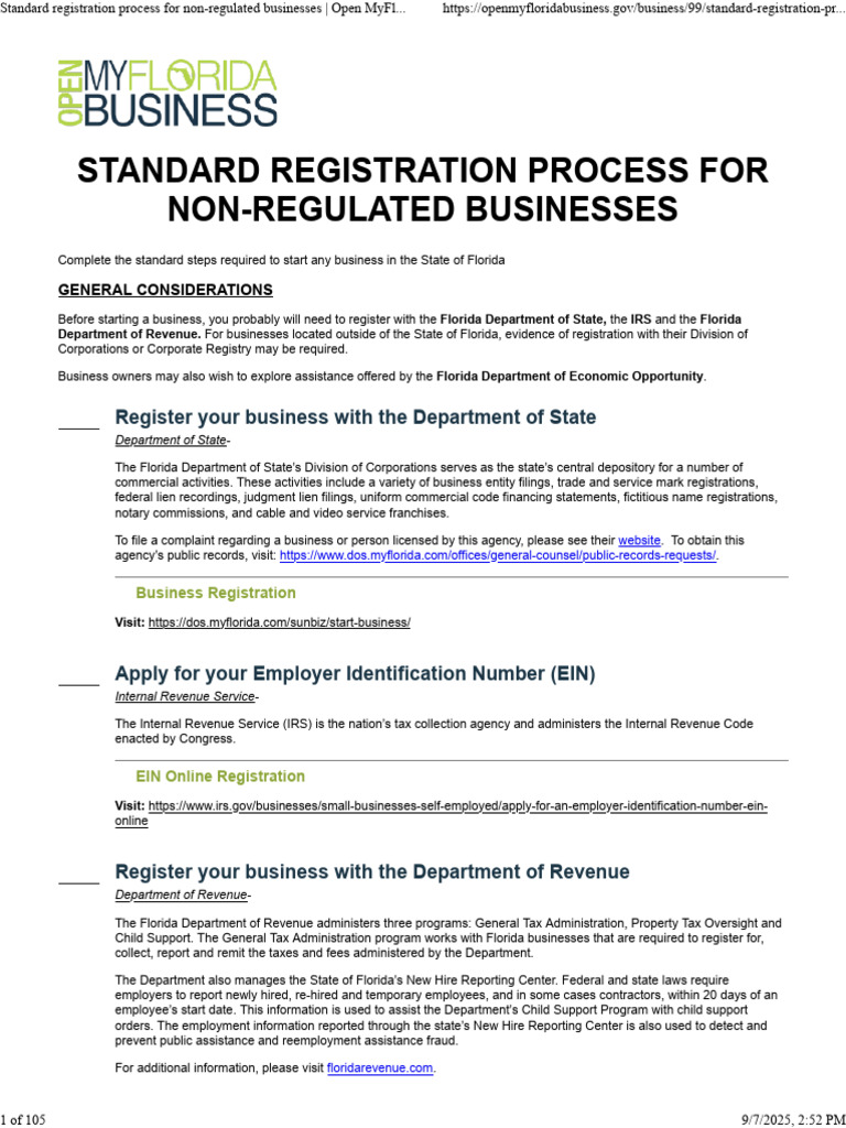 Standard Registration Process For Non-Regulated Businesses - Open ...