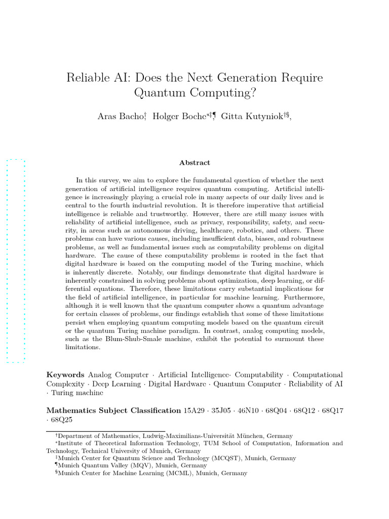Quantum Computing's Role in AI Reliability | PDF | Computational ...