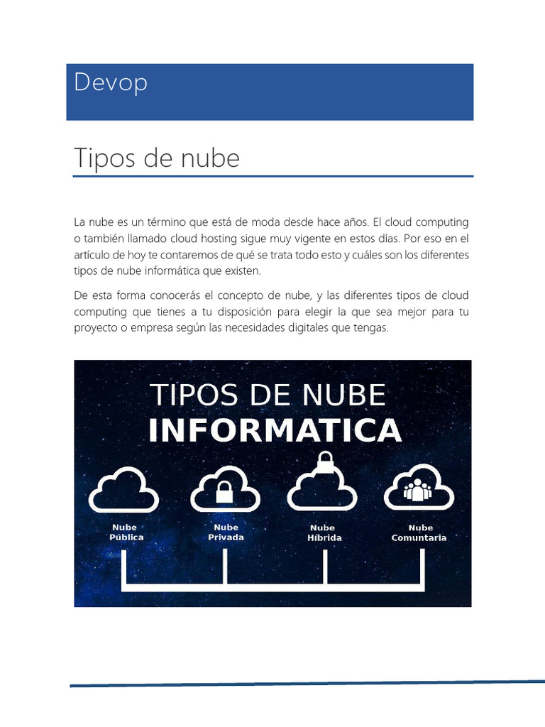 Tipos de Nube Informática: Guía Esencial | PDF | Computación en la nube ...
