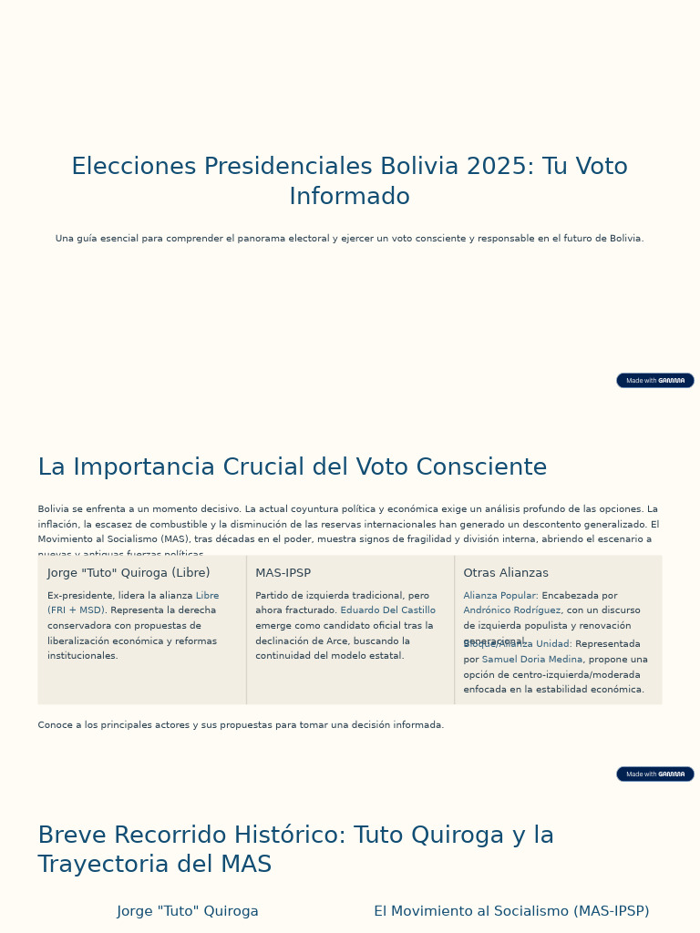Guía del Voto en Elecciones Bolivia 2025 | PDF | Democracia ...