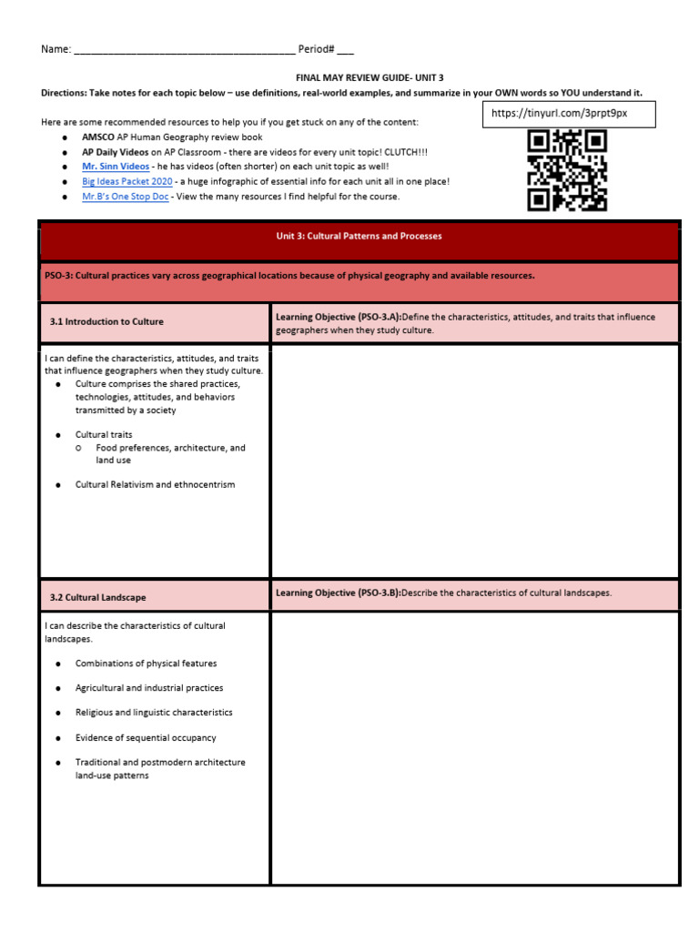 Unit 3 Final Review 2022 Most Up To Date | PDF | Ethnicity | Landscape