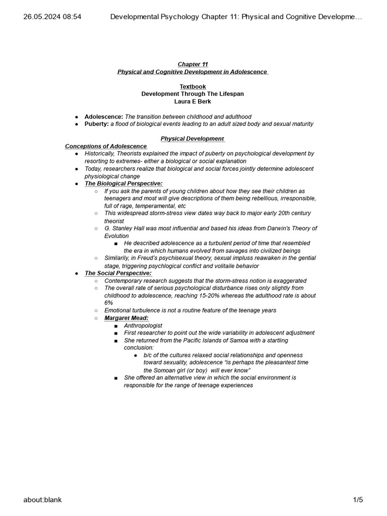 Adolescent Physical and Cognitive Development | PDF | Adolescence | Puberty