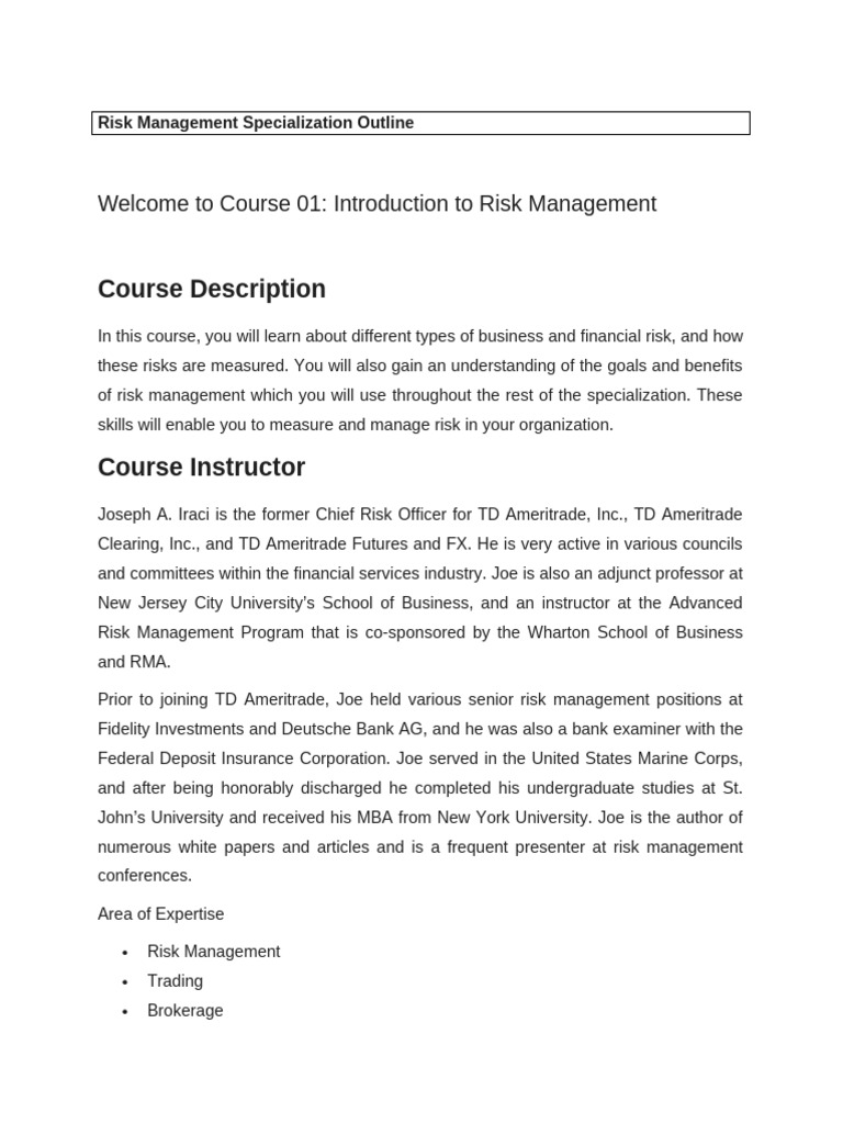 Introduction To Risk Management | PDF | Capital Asset Pricing Model ...