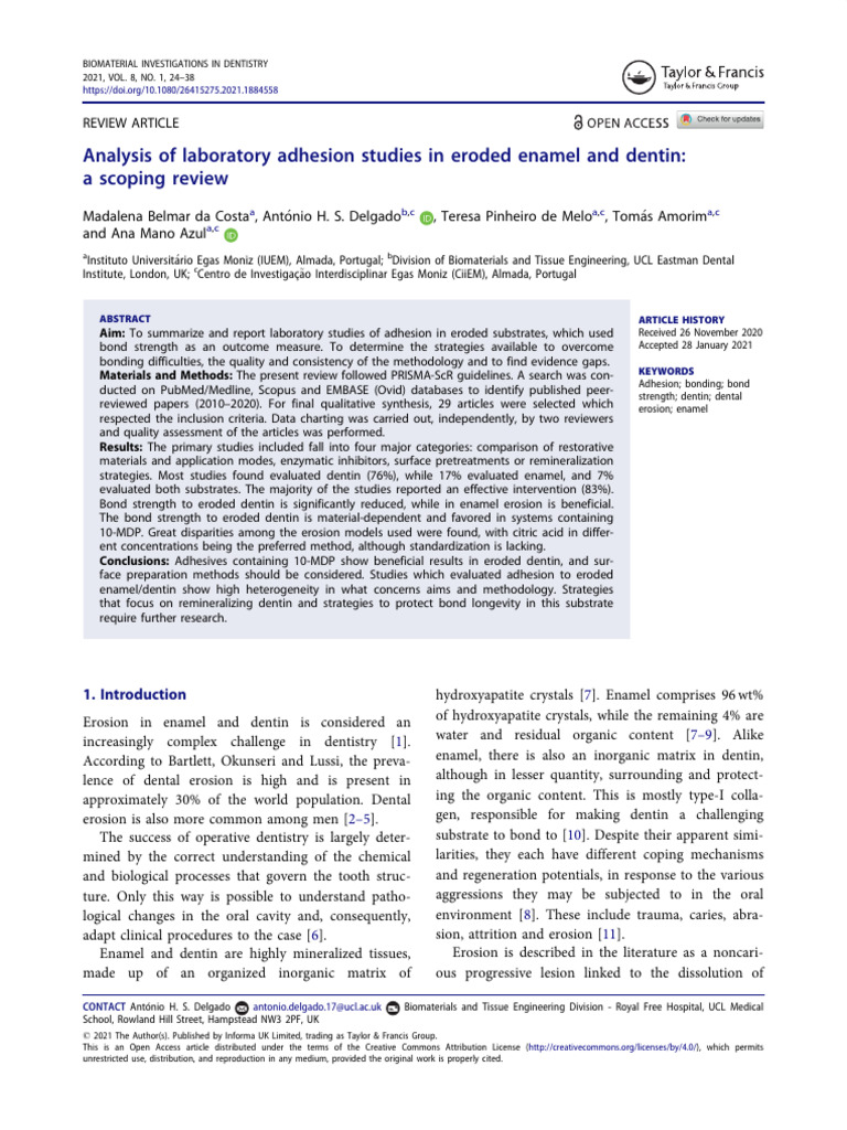 22 Analysis of Laboratory Adhesion Studies in Eroded Enamel and Dentin ...