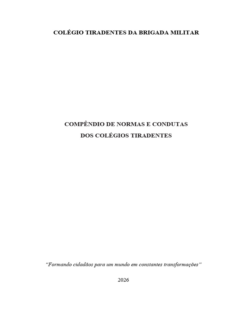 Normas e Condutas dos Colégios Tiradentes | PDF | Exclusão social ...