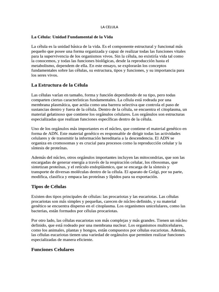 Estructura y Funciones de la Célula | PDF | Biología Celular) | Citoplasma