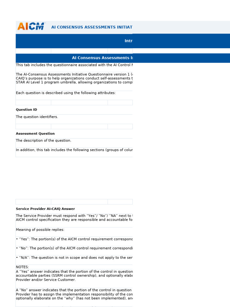 AI CAIQv1.0.2-star Security Questionnaire-Generated at 2025 10 15 | PDF ...