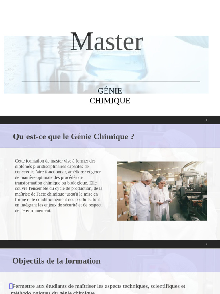 Master en Génie Chimique : Formation et Débouchés | PDF | Chimie ...