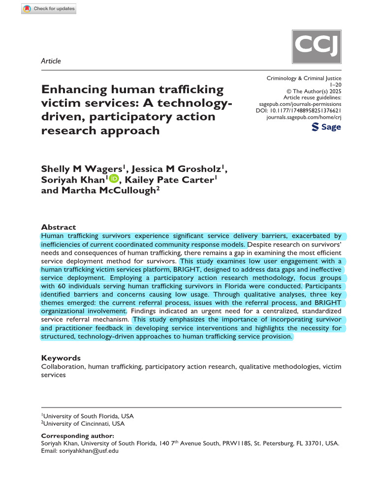 Wagers Et Al 2025 Enhancing Human Trafficking Victim Services A ...
