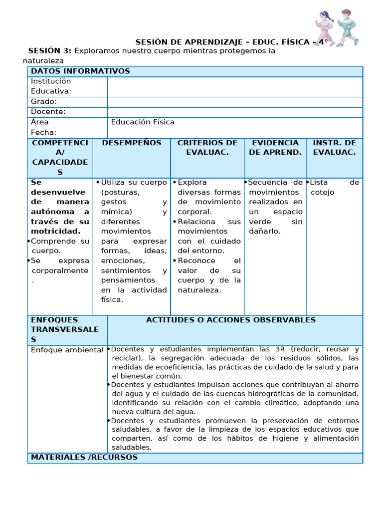 Sesión Ef - 4° - Ua 5 - Sem 2 | PDF | Aprendizaje | Entorno natural
