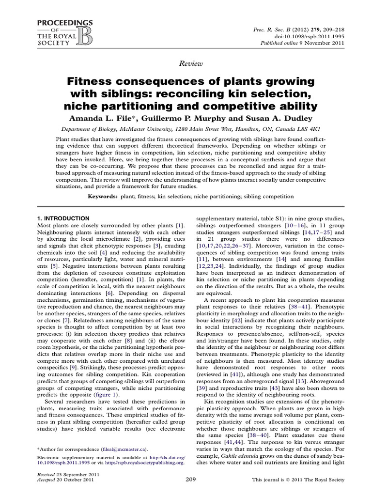 File Et Al 2011 Fitness Consequences of Plants Growing With Siblings ...