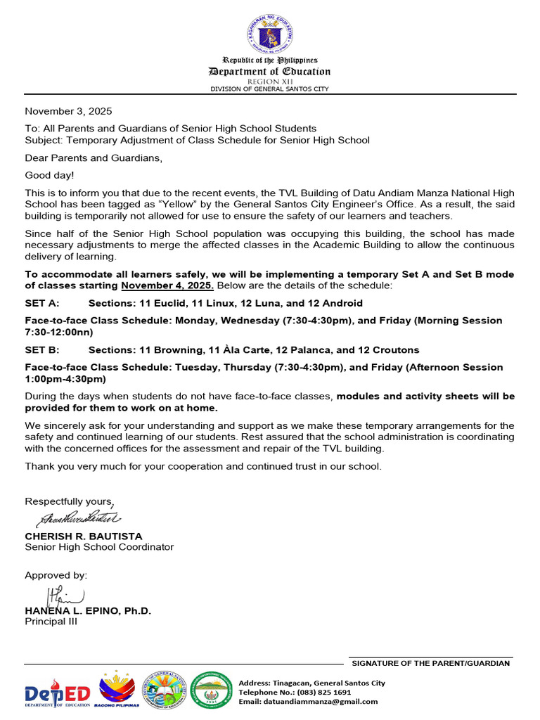 Letter For Set A B Classes 1 | PDF