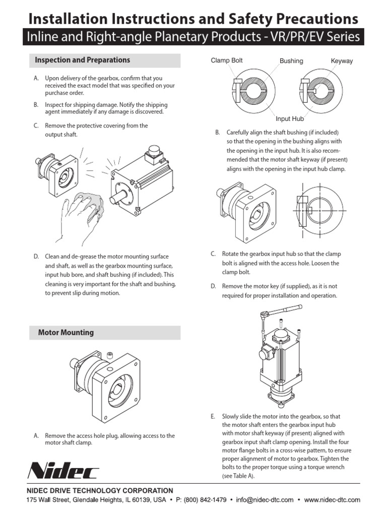 Gearbox Motor Installation Guide | PDF | Screw | Torque