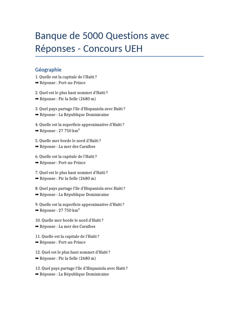 Questions et Réponses sur Haïti | PDF | Haïti | Antilles