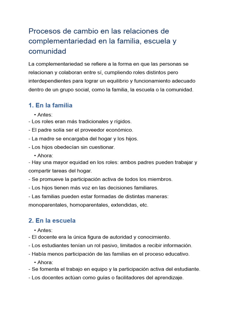 Cambios en la Complementariedad Social | PDF