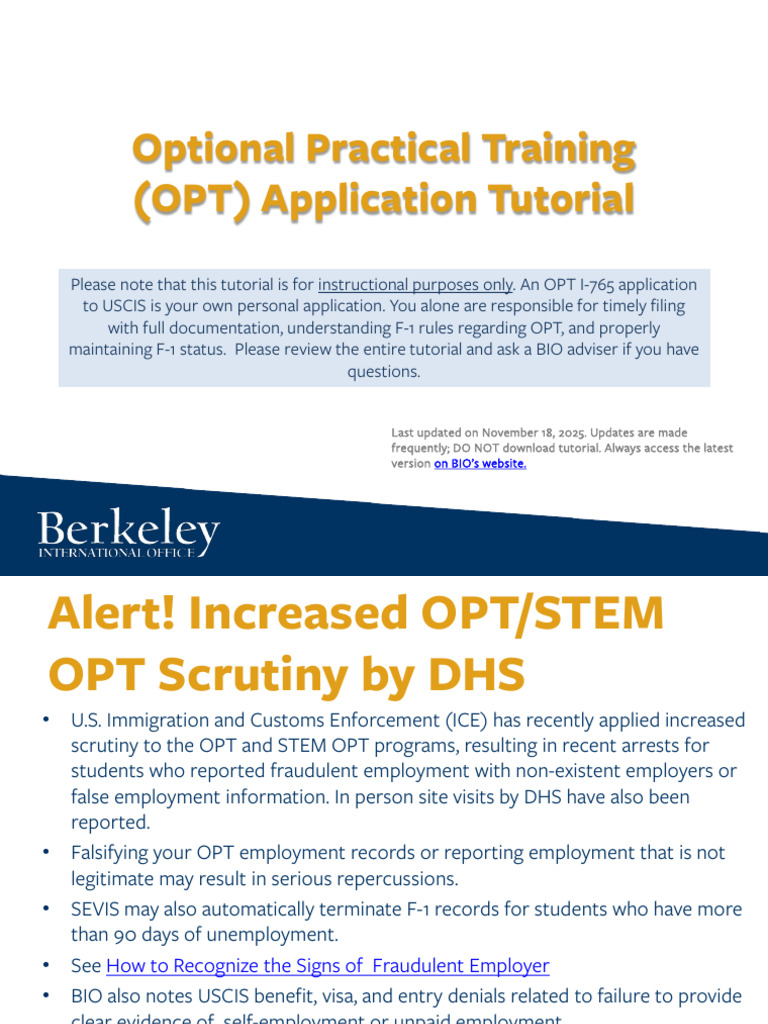 OPT Application Guide for F-1 Students | PDF | Passport | Thesis