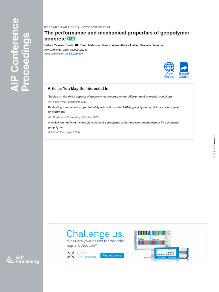 Geopolymer Concrete: Performance & Properties | PDF | Concrete ...