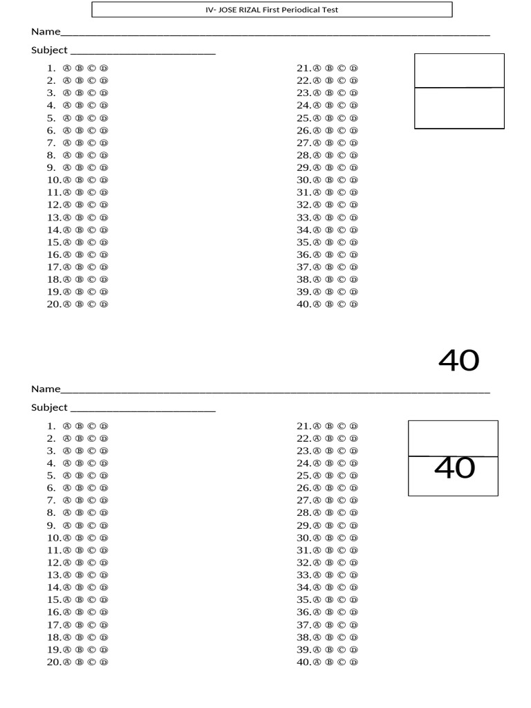 Answer Sheet | PDF