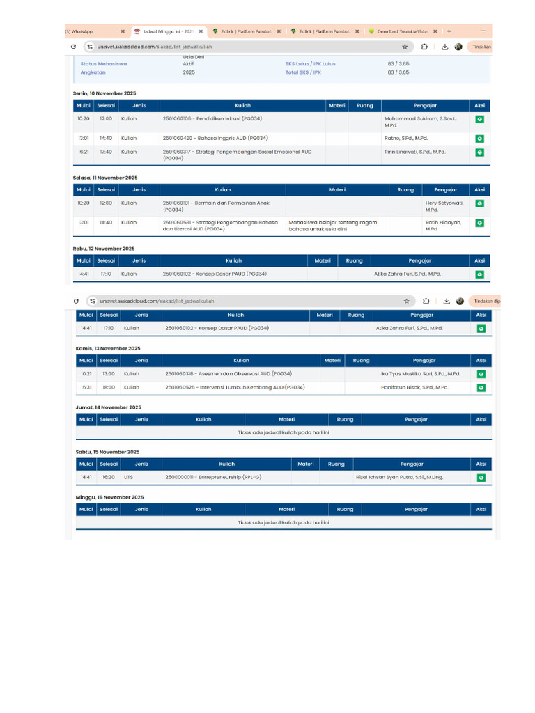 Jadwal Minggu Ini 11 Nov | PDF
